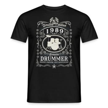 Vintage 1989 Drummer Geburtstag Geschenk Hobby - Männer T-Shirt - Schwarz - Vorne - AI Model Male 178 light (178cm)