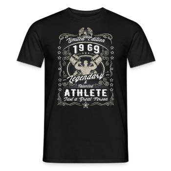 Vintage 1969 Fitness Birthday Gift Hobby - Men's T-Shirt - black - Front - AI Model Male 178 light (178cm)