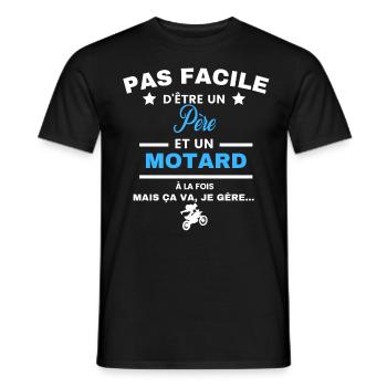 pas facile d'être motard et Père - T-shirt homme - noir - Devant - AI Model Male 178 light (178cm)