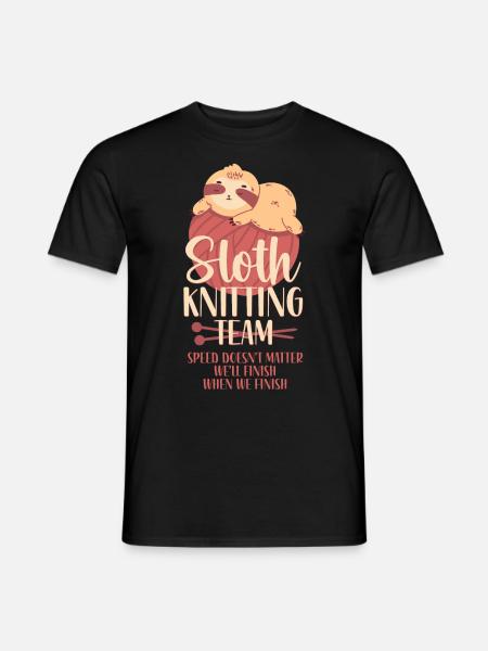 Knitting Knitter Sloth Sloth - Men's T-Shirt - black
