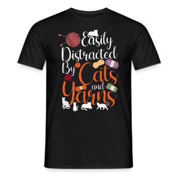 Knitting Knitter Cat Easily - Men's T-Shirt - black - Front - AI Model Male 178 light (178cm)