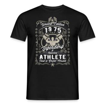 Vintage 1975 Fitness Cadeau d’anniversaire Hobby - T-shirt homme - noir - Devant - AI Model Male 178 light (178cm)