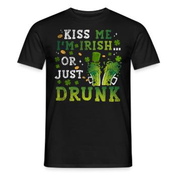 Kiss Me at Irish Or Just Drunk St Patrick's Day - Men's T-Shirt - black - Front - AI Model Male 178 light (178cm)