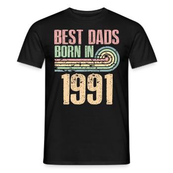 The best fathers were born in 1991, 32 years old, - Men's T-Shirt - black - Front - AI Model Male 178 light (178cm)