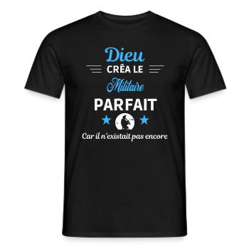 dieu créa parfait humour de bureau Militaire - T-shirt homme - noir - Devant - AI Model Male 178 light (178cm)