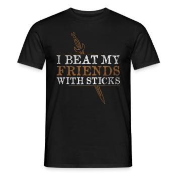 I Beat My Friends With Sticks RPG LARP - Men's T-Shirt - black - Front - AI Model Male 178 light (178cm)