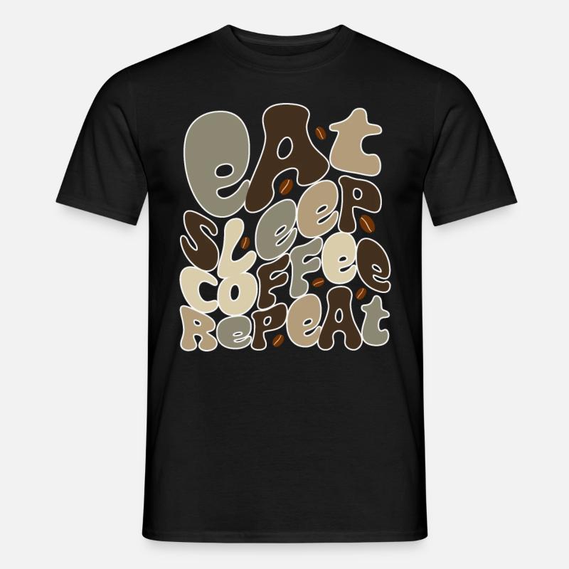 Manger Sommeil Café Répéter - T-shirt homme - noir