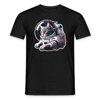 Katze im Weltall süßes Kätzchen Astronaut - Männer T-Shirt - Schwarz - Vorne - AI Model Male 178 light (178cm)