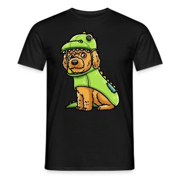 Cockapoo dog in dinosaur costume - Men's T-Shirt - black - Front - AI Model Male 178 light (178cm)