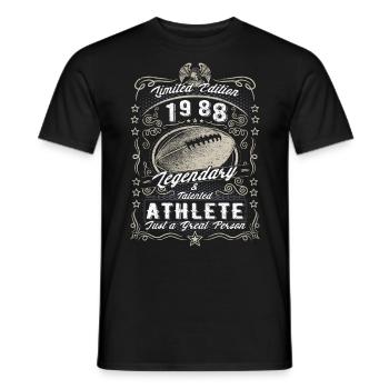 Vintage 1988 Football Cadeau d’anniversaire Hobby - T-shirt homme - noir - Devant - AI Model Male 178 light (178cm)