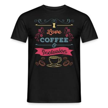 I love Coffee and Inclusion - Men's T-Shirt - black - Front - AI Model Male 178 light (178cm)