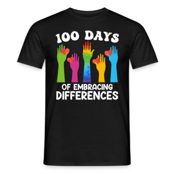 100 jours de diversité et d’inclusion solidaire - T-shirt homme - noir - Devant - AI Model Male 178 light (178cm)