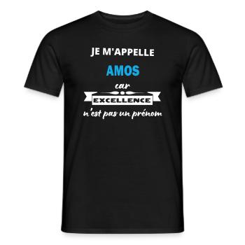Je m'appelle excellence Amos - T-shirt homme - noir - Devant - AI Model Male 178 light (178cm)