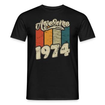 1974 Birthday Awesome since Retro - Men's T-Shirt - black - Front - AI Model Male 178 light (178cm)