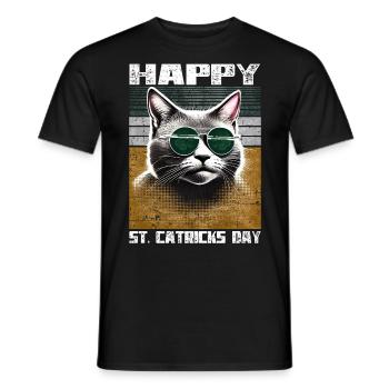 Happy St. Catricks Day Grey Cat Saint Patrick - Men's T-Shirt - black - Front - AI Model Male 178 light (178cm)