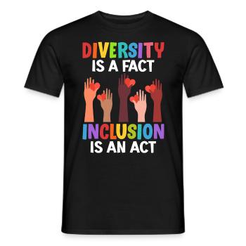 Diversity is a fact Inclusion is an Act Vielfalt - Men's T-Shirt - black - Front - AI Model Male 178 light (178cm)