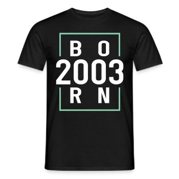 20th birthday born 2003 born 2003 - Men's T-Shirt - black - Front - AI Model Male 178 light (178cm)