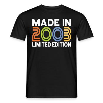 20e anniversaire Né en 2003 Fabriqué en 2003 - T-shirt homme - noir - Devant - AI Model Male 178 light (178cm)