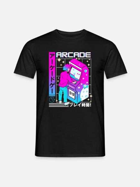 Retro Futuristic Series: Japanese - Arcade - Men's T-Shirt - black