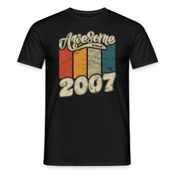 2007 Birthday Awesome since Retro - Men's T-Shirt - black - Front - AI Model Male 178 light (178cm)