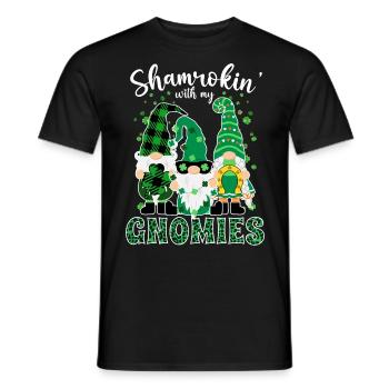 Shamrokin with my gnomies St. Paddy's Day - Men's T-Shirt - black - Front - AI Model Male 178 light (178cm)
