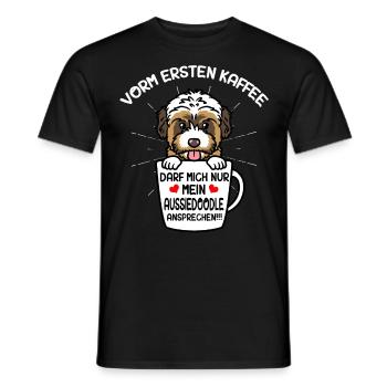 Café et chien Aussiedoodle - T-shirt homme - noir - Devant - AI Model Male 178 light (178cm)