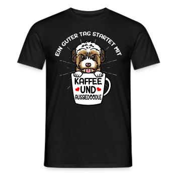 Kaffee Und Aussiedoodle Hund - Männer T-Shirt - Schwarz - Vorne - AI Model Male 178 light (178cm)