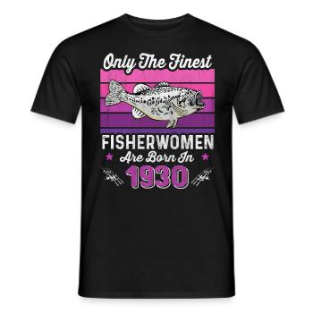 Fisherwomen Born 1930 for angler 93rd birthday - Men's T-Shirt - black - Front - AI Model Male 178 light (178cm)