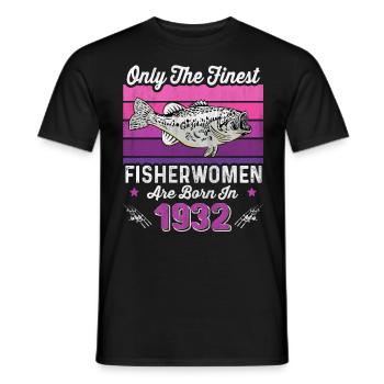 Fisherwomen Born 1932 for angler 91st birthday - Men's T-Shirt - black - Front - AI Model Male 178 light (178cm)