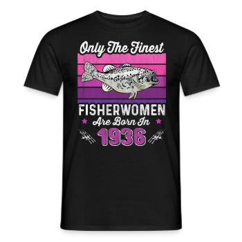 Pêcheuses nées en 1936 pour le 87e anniversaire d’un pêcheur - T-shirt homme - noir - Devant - AI Model Male 178 light (178cm)