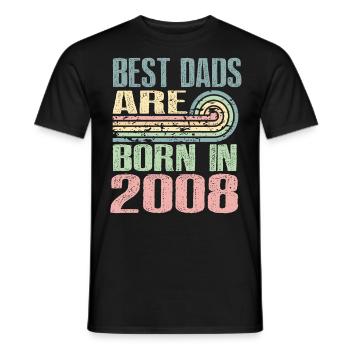 The best fathers were born in 2008, 15 years old, - Men's T-Shirt - black - Front - AI Model Male 178 light (178cm)