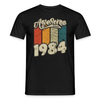 1984 Birthday Awesome since Retro - Men's T-Shirt - black - Front - AI Model Male 178 light (178cm)