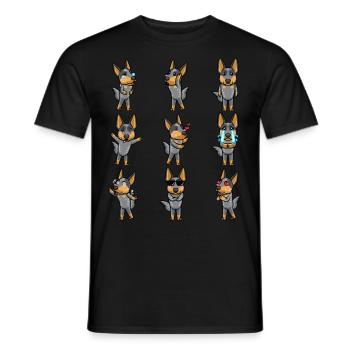 Australian Cattle Hund Blue Heeler Kawaii Emoticon - Männer T-Shirt - Schwarz - Vorne - AI Model Male 178 light (178cm)