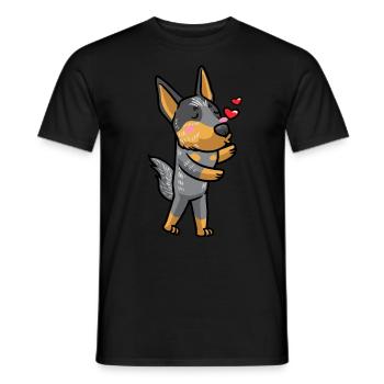 Australian Cattle Hund Blue Heeler Kawaii Emoticon - Männer T-Shirt - Schwarz - Vorne - AI Model Male 178 light (178cm)