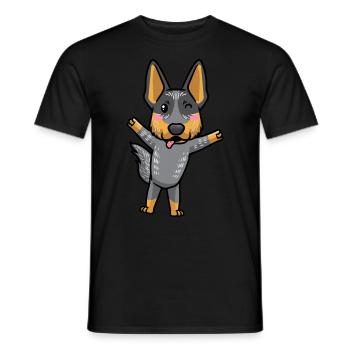 Australian Cattle Hund Blue Heeler Kawaii Emoticon - Männer T-Shirt - Schwarz - Vorne - AI Model Male 178 light (178cm)