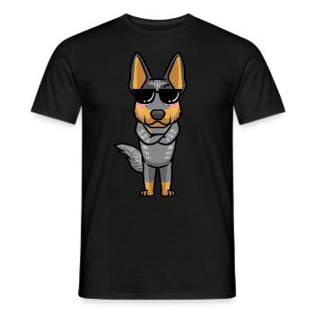 Australian Cattle Hund Blue Heeler Kawaii Emoticon - Männer T-Shirt - Schwarz - Vorne - AI Model Male 178 light (178cm)