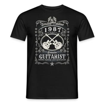 Vintage 1987 Guitarist Birthday Gift Hobby - Men's T-Shirt - black - Front - AI Model Male 178 light (178cm)