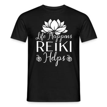La vie se passe Le Reiki aide le Reiki Lotus - T-shirt homme - noir - Devant - AI Model Male 178 light (178cm)