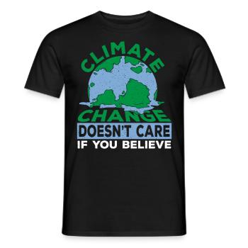 Le changement climatique ne se soucie pas si vous croyez mondial - T-shirt homme - noir - Devant - AI Model Male 178 light (178cm)