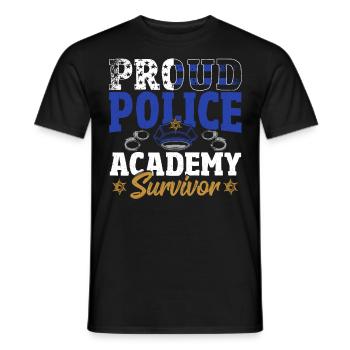 Proud Police Academy Survivor Police Officer Cop - Men's T-Shirt - black - Front - AI Model Male 178 light (178cm)