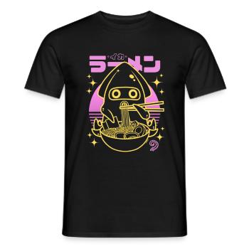 Neon pink series: Golden squid blooper ramen sunset - Men's T-Shirt - black - Front - AI Model Male 178 light (178cm)