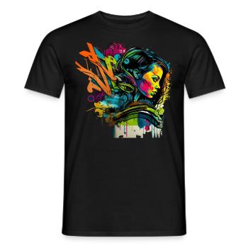 Urban Art im Graffiti-Stil - Männer T-Shirt - Schwarz - Vorne - AI Model Male 178 light (178cm)