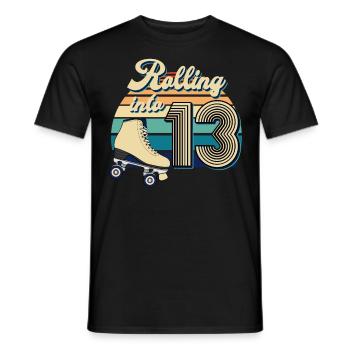 Roller skating birthday 13 years old - Men's T-Shirt - black - Front - AI Model Male 178 light (178cm)