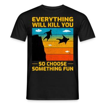 Wingsuit fliegen Base Jumping Fallschirmspringen Wingsuiting - Männer T-Shirt - Schwarz - Vorne - AI Model Male 178 light (178cm)