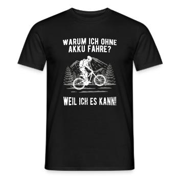 Fahrrad MTB fahren ohne Akku Strom Downhill - Männer T-Shirt - Schwarz - Vorne - AI Model Male 178 light (178cm)