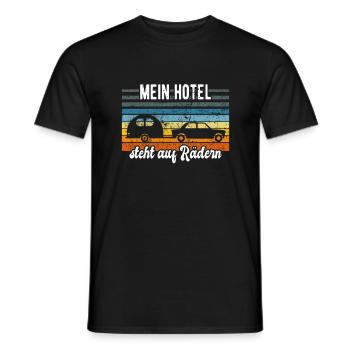 Wohnwagen - Mein Hotel steht auf Rädern Camping - Männer T-Shirt - Schwarz - Vorne - AI Model Male 178 light (178cm)