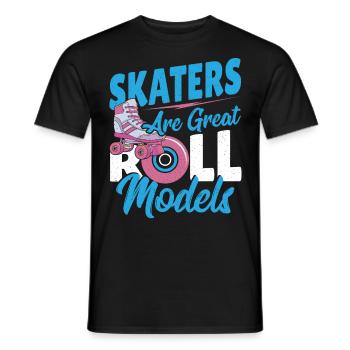 Skaters Are Great Roll Models Roller Skating - Men's T-Shirt - black - Front - AI Model Male 178 light (178cm)