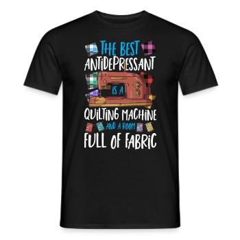 Le meilleur antidépresseur est une courtepointe - T-shirt homme - noir - Devant - AI Model Male 178 light (178cm)