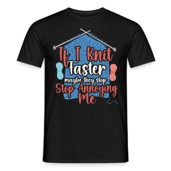 Tricoter si je tricote plus vite - T-shirt homme - noir - Devant - AI Model Male 178 light (178cm)