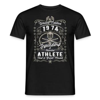 Vintage 1974 Ice Hockey Birthday Gift Hobby - Men's T-Shirt - black - Front - AI Model Male 178 light (178cm)